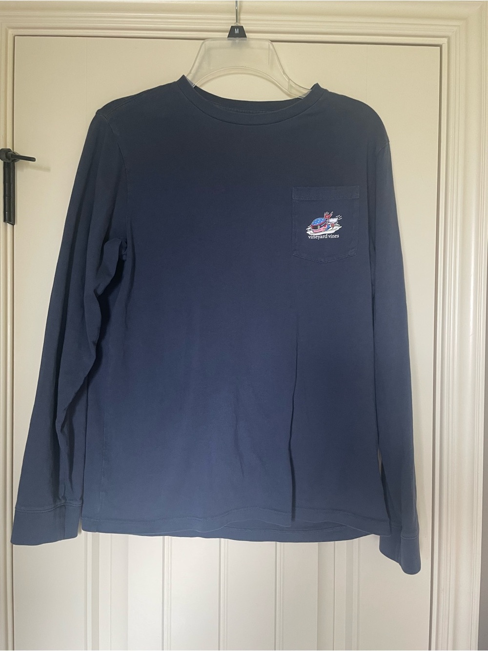 Vineyard Vines Navy Long-Sleeve Pocket Tee with Small Chest Logo